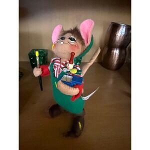 Annalee 2003 Mouse Artist Painter Figurine Elf Christmas Jack in the Box